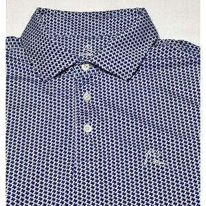 Rhoback Texas AOP Polo Shirt Mens Large Blue Flag Print Golf Performance